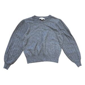 Loft Wool Blend Gray Pleated Balloon Sleeve Sweater Knit